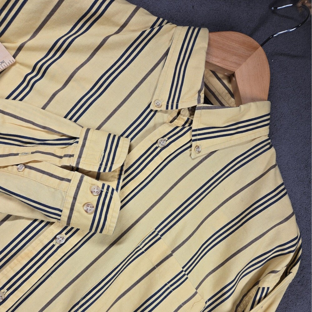Duck Head Men's Shirt L Stripe Blue Yellow Classic Fit Button Up Old Money